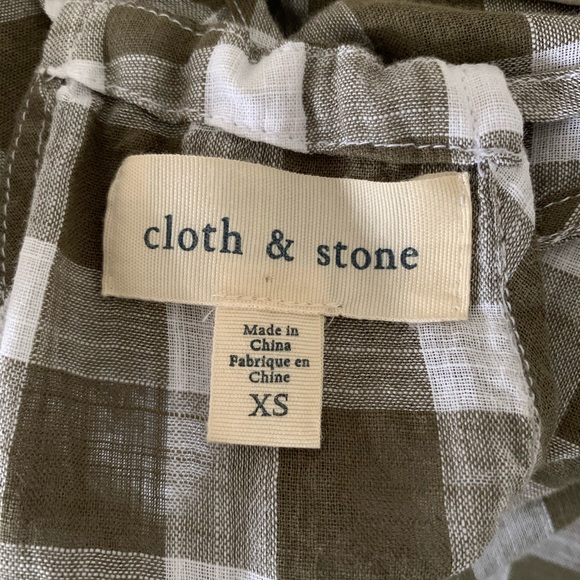 Anthropologie Cloth & Stone Gingham Top XS keyhole - Picture 7 of 8